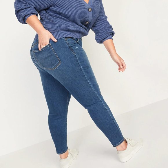 NWT Old Navy Mid-Rise Pop Icon Ripped Skinny Jeans for Women - Picture 7 of 7